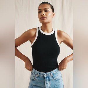 LOFT Black and White Trim Tank Top